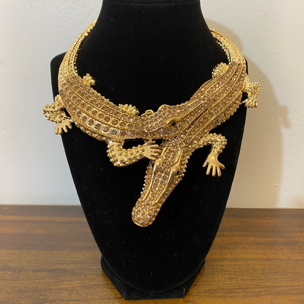 Gold Alligator Statement Necklace - image 6